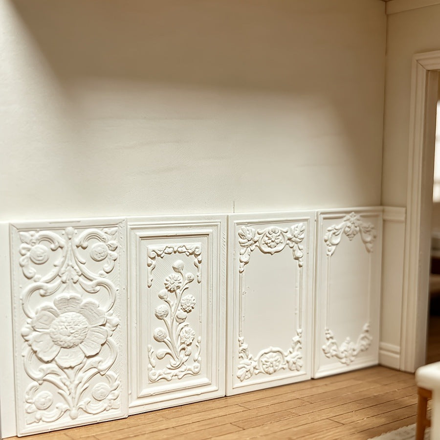 1:12 Dollhouse European Style Wall Panel Miniature Relief Skirting Board Trim