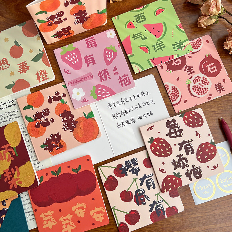 Berry Worry-Free Creative Fruit Cute Ins Style Greeting Card with Message, Blessing, Thank You DIY Mini Card