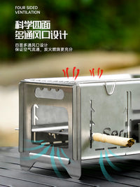 Portable Mini Charcoal Grill and Fire Pit, 304 Stainless Steel for Camping, Heating, and Tea Brewing