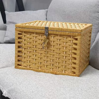Wooden Storage Box with Lock, Household Dormitory Book Snack Organizer Basket