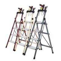 Foldable Carbon Steel A-Frame Ladder for Home and Outdoor Use, Portable Telescopic Step Stool