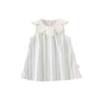 Girls' Korean Style Sweet Striped Lace Collar Sleeveless Dress