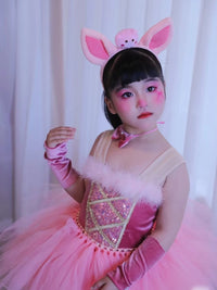 Girls' Animal Tutu Dress Set with Headpiece and Bowtie for Performance and Parties
