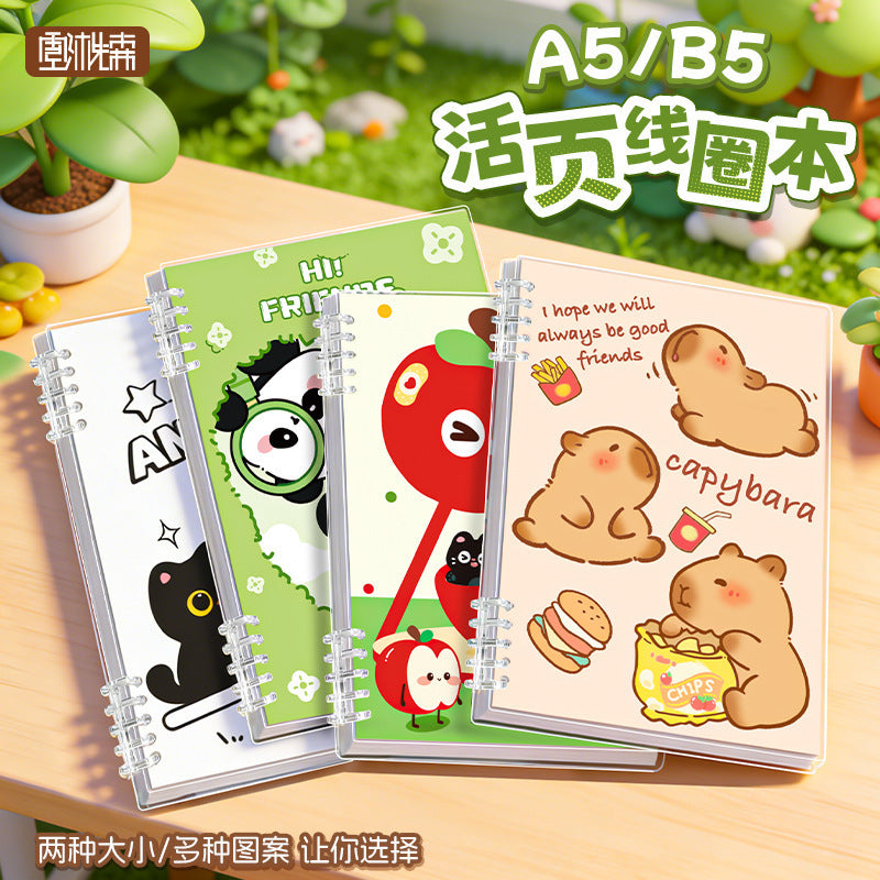 Cute Cartoon Loose-Leaf Spiral Notebook A5/B5 for Students and Office