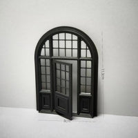 Dollhouse Miniature Gothic Style Door and Window Set for Micro Landscape Decor