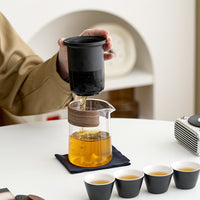 Portable Glass Travel Tea Set with One Pot and Four Cups for Outdoor Personal Use