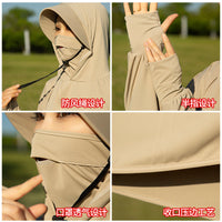 Women's Ice Silk Sun Protection Hoodie Shawl Loose Breathable UV Protection Cape for Outdoor Driving