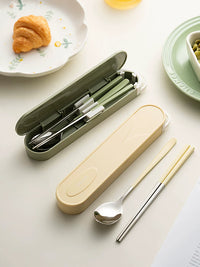 ONLYCOOK Portable 304 Stainless Steel Cutlery Set with Case for Students