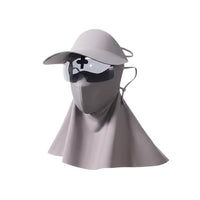 Women's Summer Sun Protection Face Mask with Brim, UV-Resistant Breathable Ice Silk Full Face Cover