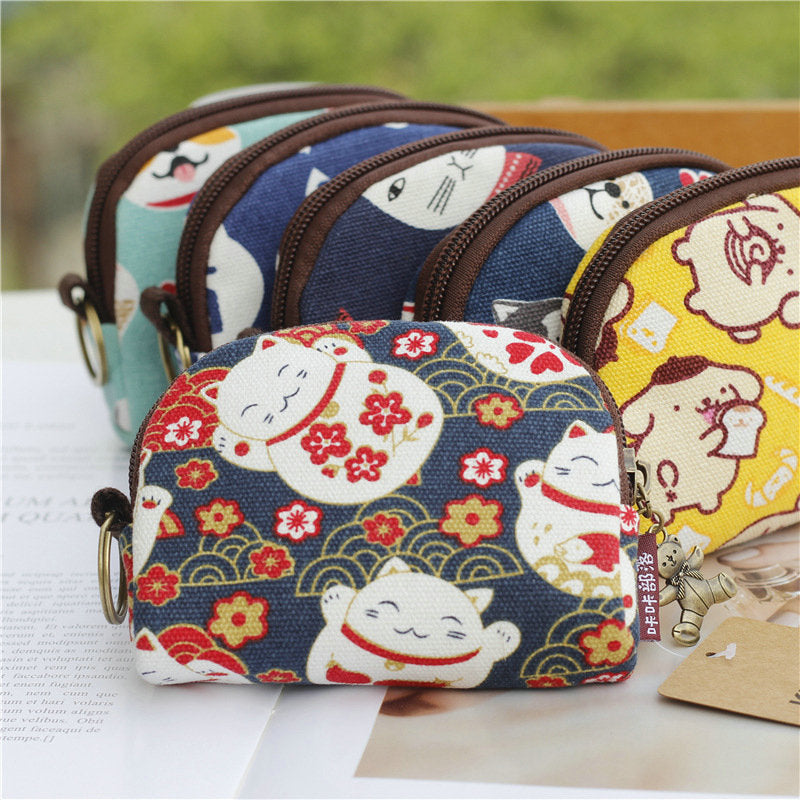 Cute Shell Coin Purse for Women, Japanese Style Small Fabric Pouch for Coins and Small Items
