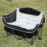 Portable Folding Double Camping Chair with Armrests - Moon Chair for Outdoor Picnic, Beach, and Leisure