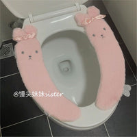 Cute Cartoon Fruit Toilet Seat Cover, Plush Warm Toilet Ring Cushion with Velcro for Winter