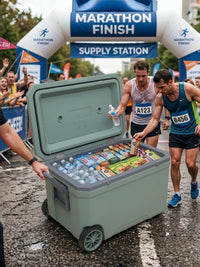 Portable PU Insulated Cooler Box with Wheels for Commercial Food Delivery, Outdoor Camping, and Picnics