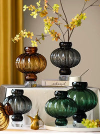 Chinese Retro Lantern Glass Vase for Home Decor and Flower Arrangements
