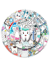 100 Pcs Dental Care Cartoon Stickers for DIY Decoration, Waterproof and Residue-Free