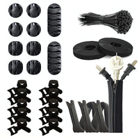 Cable Management Organizer Kit with Silicone Cable Clips and Ties for Desk Organization