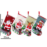 Large Linen Christmas Stockings for Gifts and Decorations