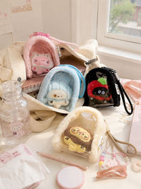 Cute Plush Mini Ita Bag Cartoon Coin Purse with Clear Window Keychain