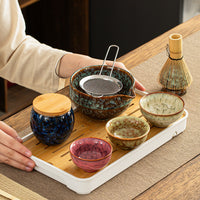 Ceramic Matcha Tea Set with Bowl, Whisk, and Accessories for Traditional Japanese Tea Ceremony