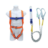 Full Body Safety Harness with Lanyard for Fall Protection, 5-Point Adjustable Harness for Construction and High-Altitude Work