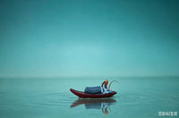 Miniature Resin Pavilion and Mountain Micro Landscape Ornament with Figurines