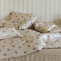 Cartoon Animal Tencel Lyocell 4-Piece Bedding Set for Dogs and Cats, Cool Silk Duvet Cover and Flat Sheet