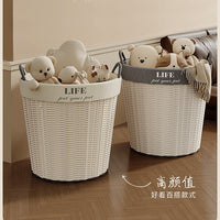 Large Foldable Laundry Hamper Double-Layer Woven Storage Basket for Dirty Clothes