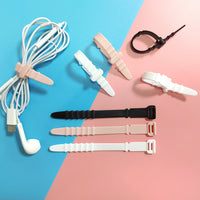 20-Pack Silicone Cable Ties for Earphones and Data Cables, Multi-color Fishbone Design