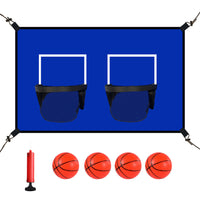 Outdoor Waterproof Sunscreen Kids Trampoline Basketball Hoop Set with Double Frame Basketball Toy