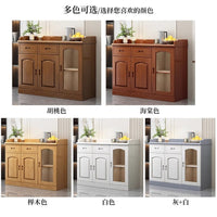 Solid Wood Sideboard Buffet Cabinet for Living Room Dining Room Kitchen Storage with Wine Rack and Tea Cabinet