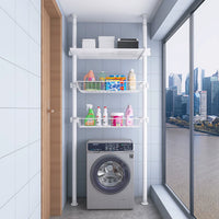 Telescopic Laundry Room Storage Rack for Washing Machine, Bathroom, Balcony - Floor-to-Ceiling Organizer Shelf