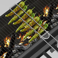 Stainless Steel BBQ Grill Net Vegetable Clamp Fish Roasting Basket Commercial Thickened Outdoor Grilling Tool