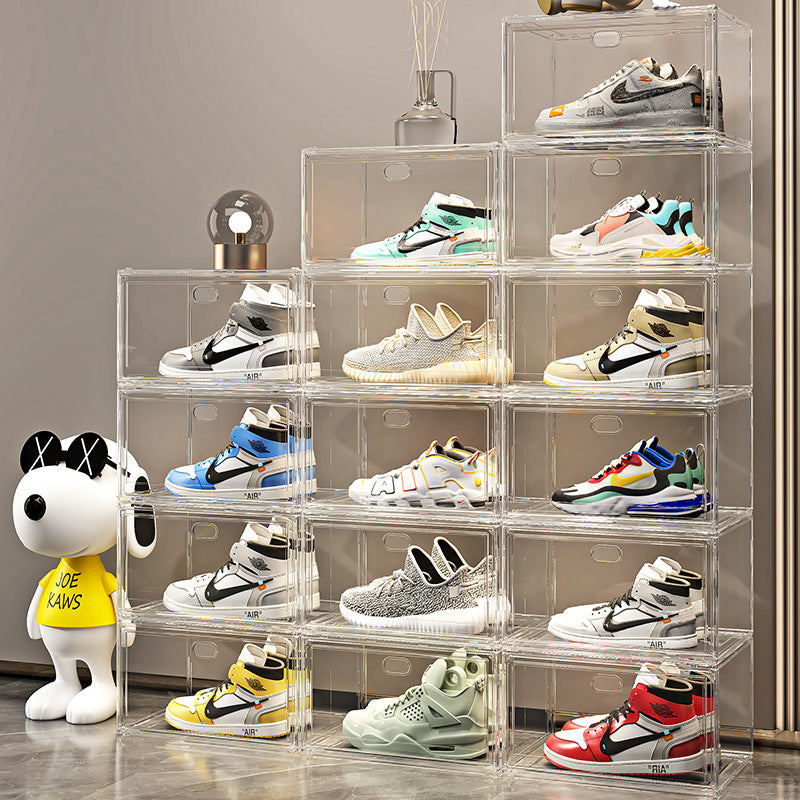 Clear Magnetic Shoe Storage Box Stackable Dustproof Organizer for Sneakers and Boots