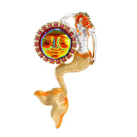 Vintage Mermaid Lady Brooch Elegant Painted Human Head Pin Accessory
