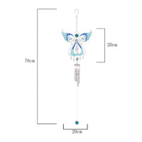 Angel Wind Chime with Stained Glass and Aluminum Tubes - Outdoor Garden Decor Metal Sun Catcher Ornament