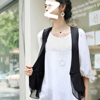 Women's Sleeveless Vest Thin Korean Style Blazer Waistcoat for Spring Summer