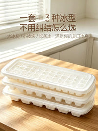 Household Ice Cube Tray with Lid, DIY Ice Ball Maker Mold for Freezer, Food Grade Plastic Ice Grid for Baby Food Storage