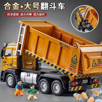 Kids Alloy Dump Truck Toy with Lights & Sounds, Engineering Vehicle Model for Boys, Beach Transport Truck