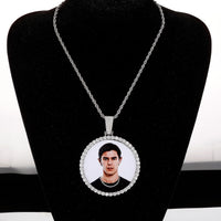 Hip Hop Personalized Photo Pendant Necklace with Zircon Embellishments