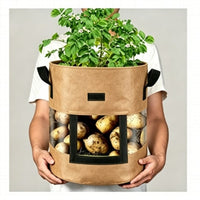 Reusable Non-Woven Potato Grow Bag with Clear Window and Handles