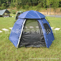 3-in-1 Waterproof UV Protection Double Layer Hexagonal Tent for 6 Person Outdoor Camping Family Leisure