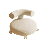 Rolling Ottoman Stool with Backrest, Lambswool Upholstery, Universal Wheels, Cream Style, for Home, Kids, or Grouting
