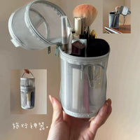 2-in-1 Mesh Transparent Cosmetic Brush Organizer Bag with Large Capacity