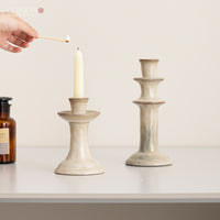 Guilong Wabi-Sabi Style Kiln-Fired Bamboo Joint Ceramic Candle Holder for Home Decor & Photography
