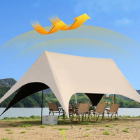 Large Hexagonal Black Glue Tarp Tent for Outdoor Camping and Picnic, Sunscreen and Rainproof