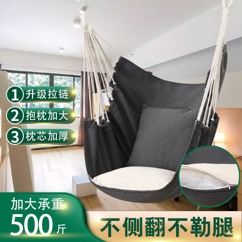 Canvas Hammock Chair Swing for Dorms, Indoor/Outdoor Patios, Princess Basket Style