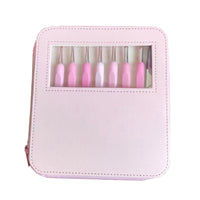 Gradient Pink Soft Handle Crochet Hook Set with PU Case