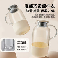Large Capacity High Borosilicate Glass Cold Water Pitcher for Refrigerator, Heat Resistant Cold Brew Tea Pot