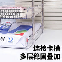 Desktop Bookshelf Organizer Clear PET Stackable Storage Rack for Office and Students