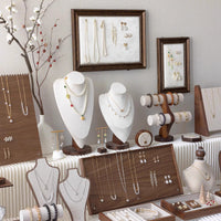 Vintage Walnut Jewelry Display Stand for Rings, Earrings, and Necklaces